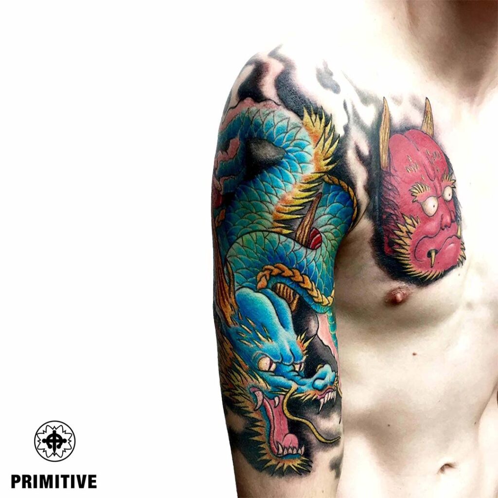 Dragon tattoo by Marc Pinto Tattoo Artist in Perth - Marc Pinto Primitive  Tattoo Studio, website primitivetattoo.c… | Primitive tattoo, Dragon tattoo,  Tattoo studio